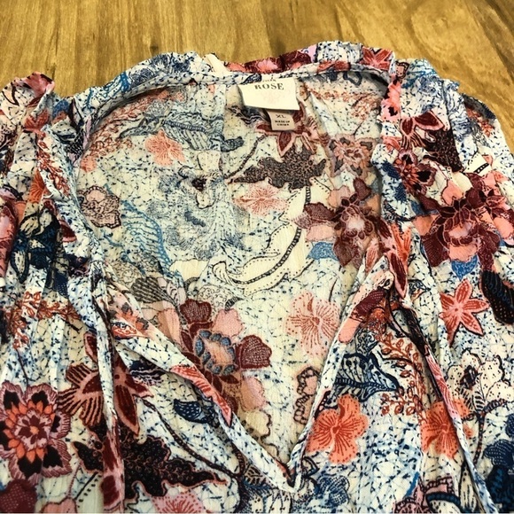 Knox Rose Womens Light Blue Shirt Size XL Sleeveless Tank Floral Front Tie - Picture 4 of 9